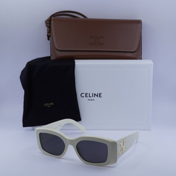 ?️ New Celine CL40282U 25A Sunglasses - Shiny Ivory Frame, Smoke Lenses main image 8